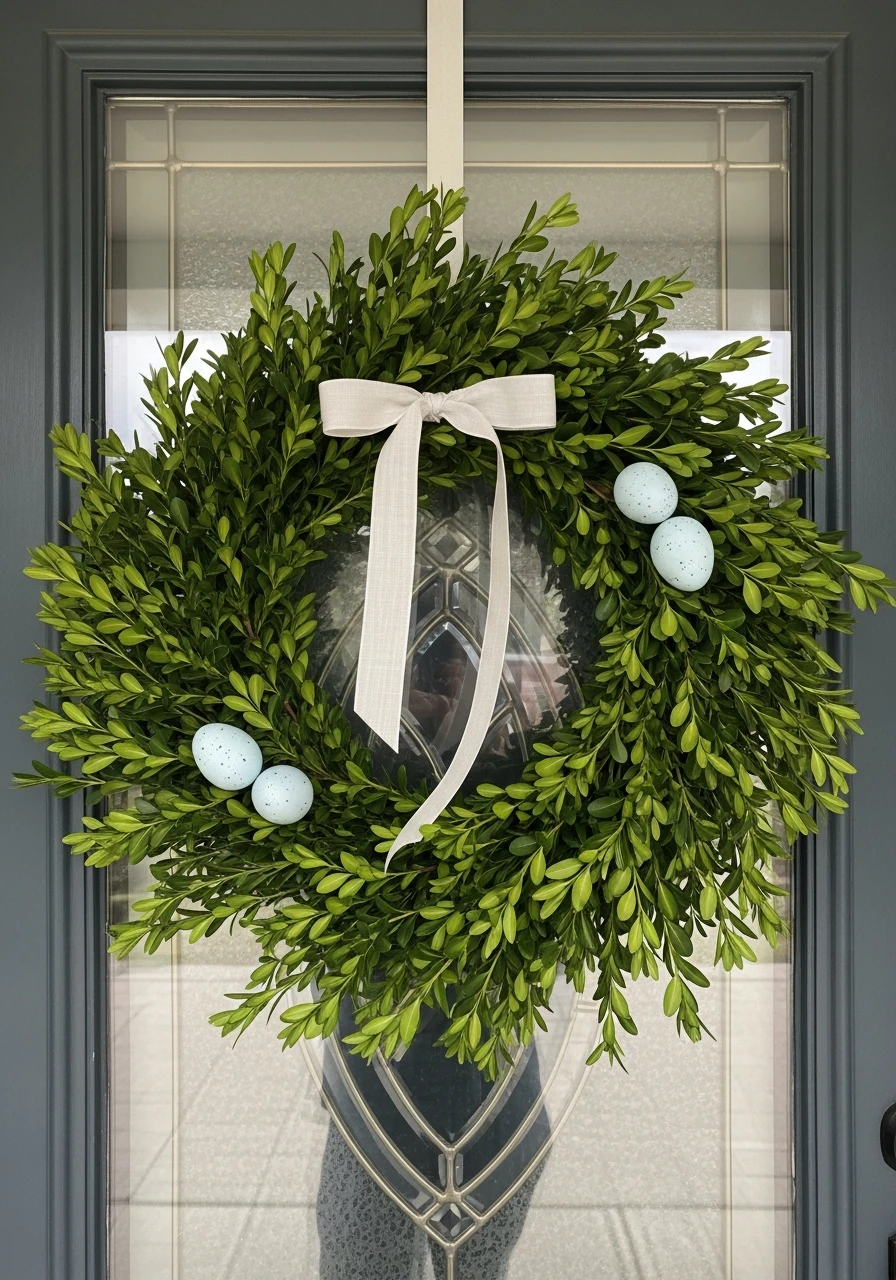 Subtle Easter Wreath - 50 Spring Front Door Decor Ideas