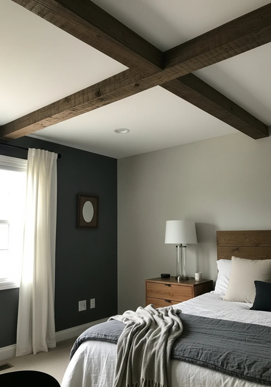 Faux Wood Ceiling Beams - 50 Modern Farmhouse Bedroom Ideas