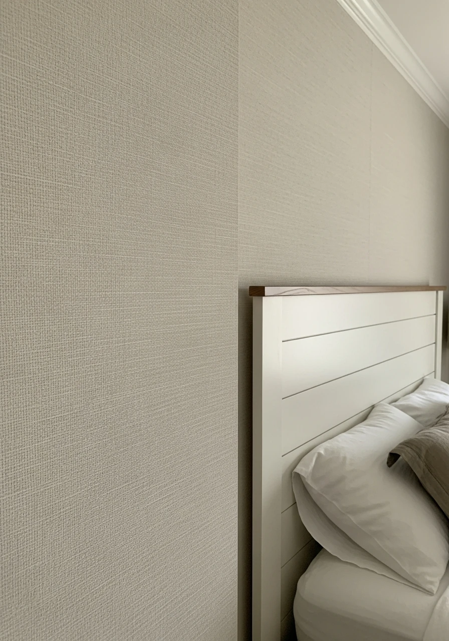 Neutral Textured Wallpaper - 50 Modern Farmhouse Bedroom Ideas