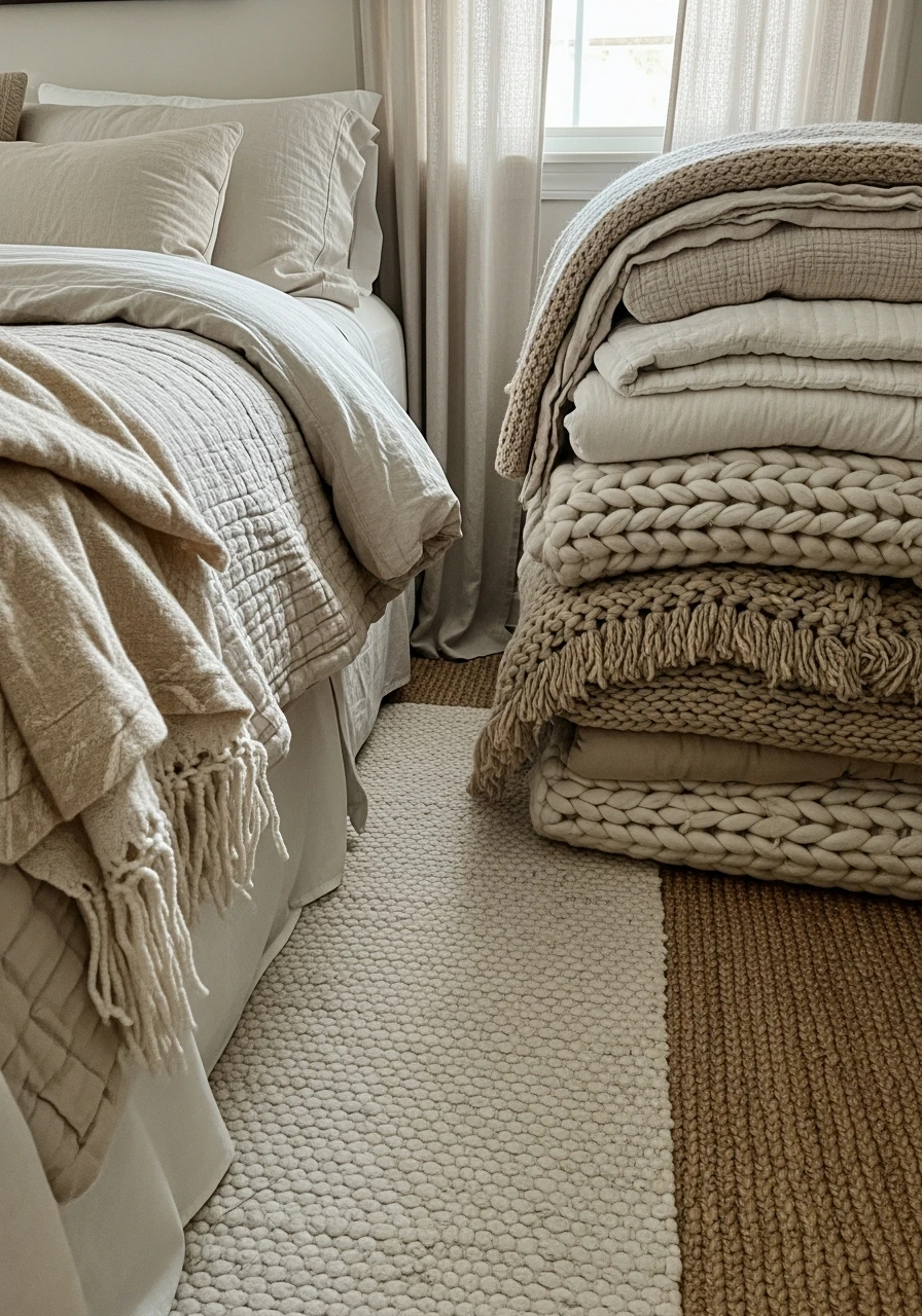 Warm Beige and Cream Layers - 50 Modern Farmhouse Bedroom Ideas