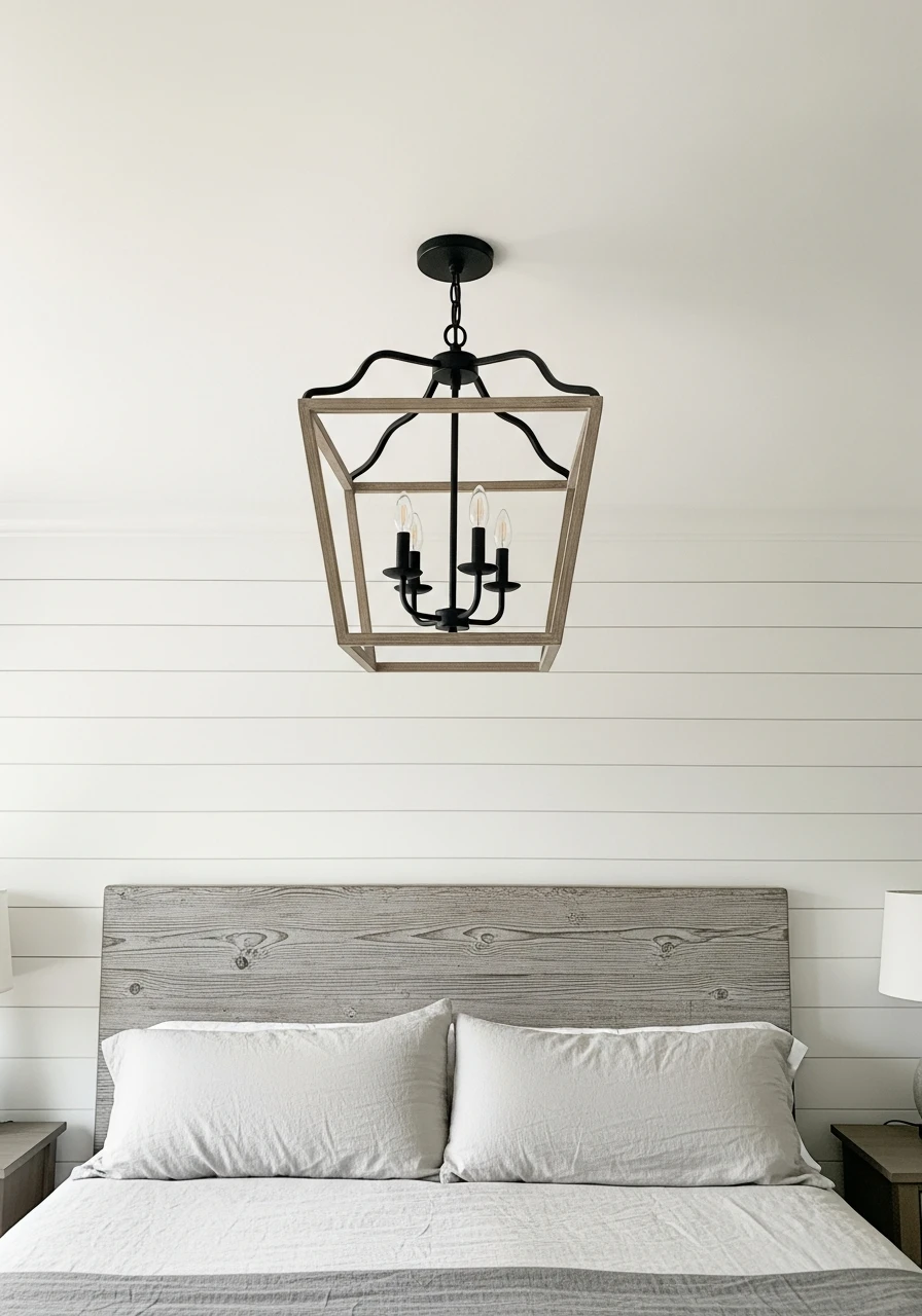 Wrought Iron Chandelier - 50 Modern Farmhouse Bedroom Ideas