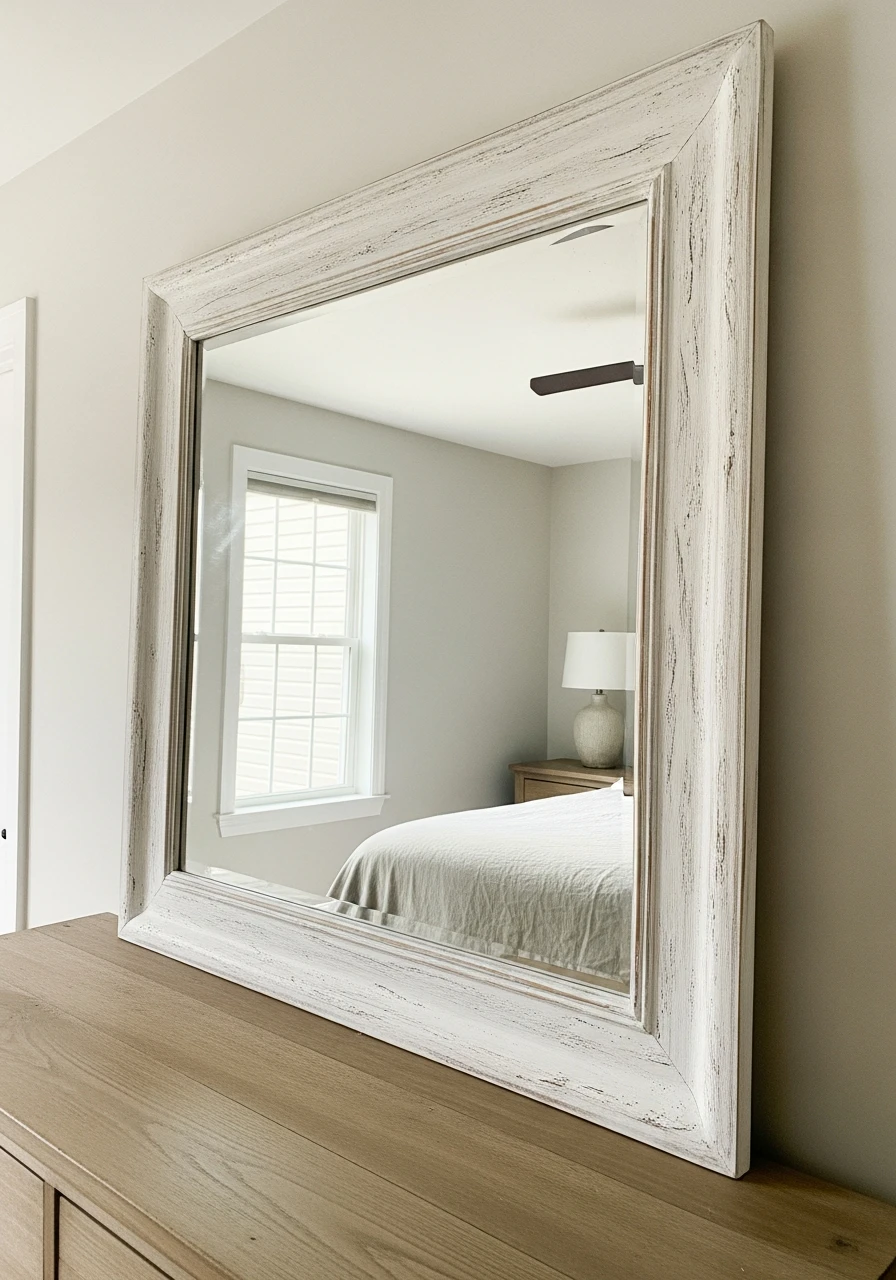 Vintage Framed Mirror - 50 Modern Farmhouse Bedroom Ideas