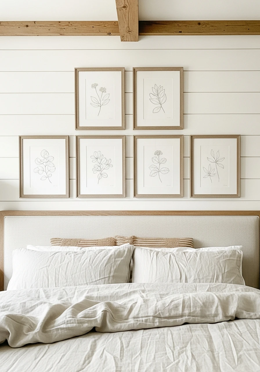 Botanical Wall Art - 50 Modern Farmhouse Bedroom Ideas