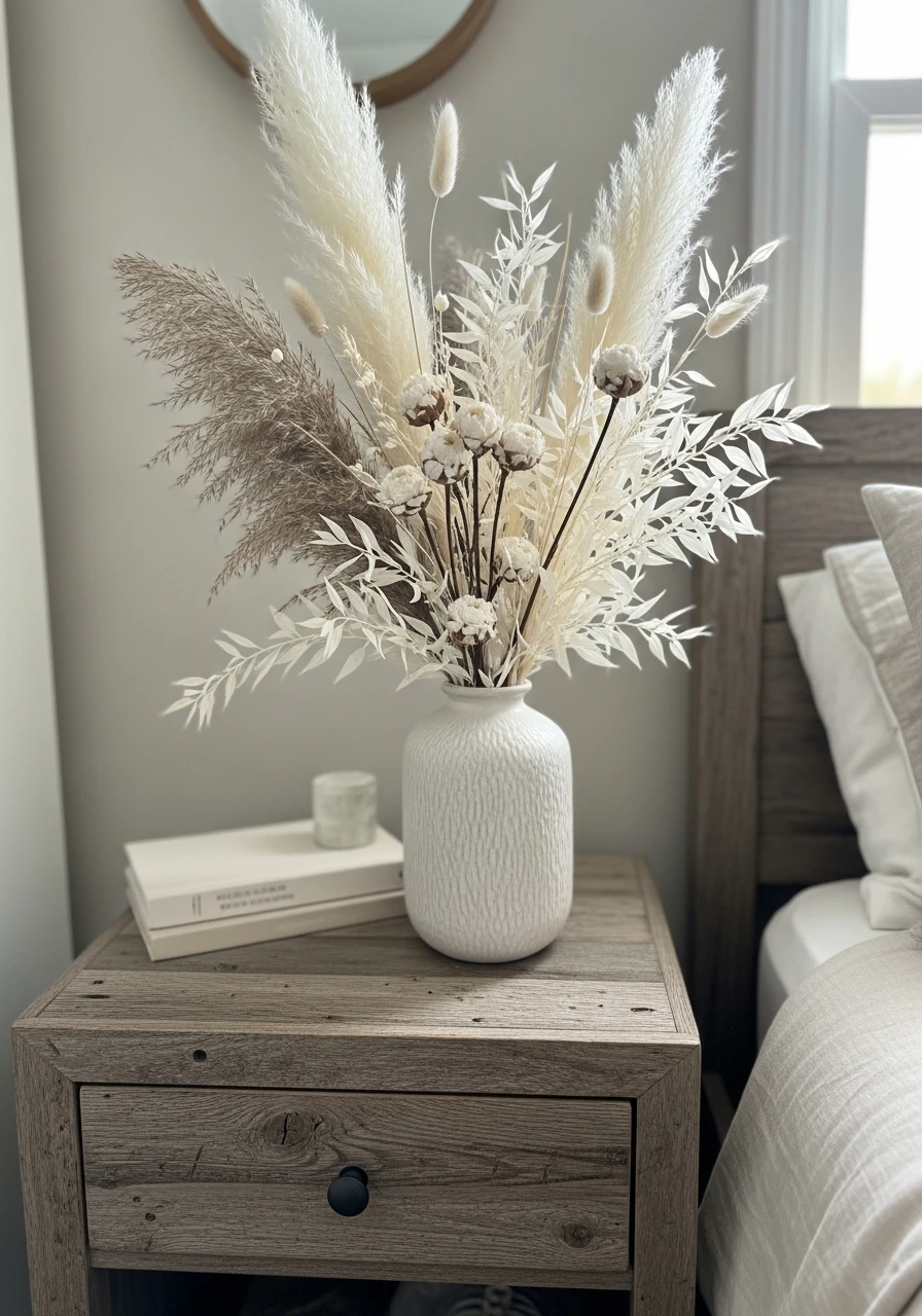 Dried Florals or Pampas Grass - 50 Modern Farmhouse Bedroom Ideas