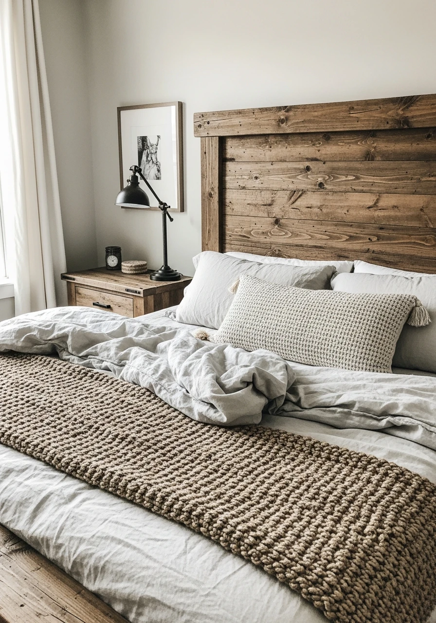 Mixed Material Styling - 50 Modern Farmhouse Bedroom Ideas