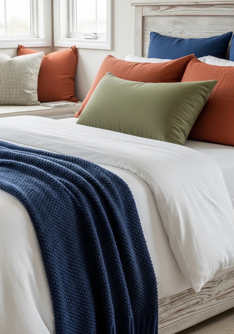 Earthy Color Pops - 50 Modern Farmhouse Bedroom Ideas