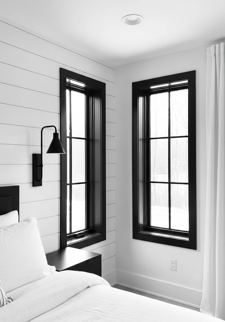 Black and White Contrast - 50 Modern Farmhouse Bedroom Ideas