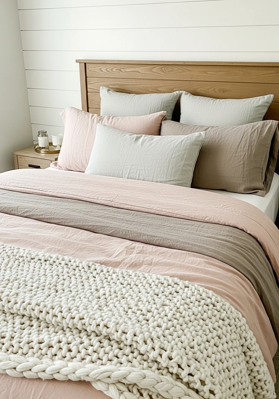 Soft Pastel Neutrals - 50 Modern Farmhouse Bedroom Ideas