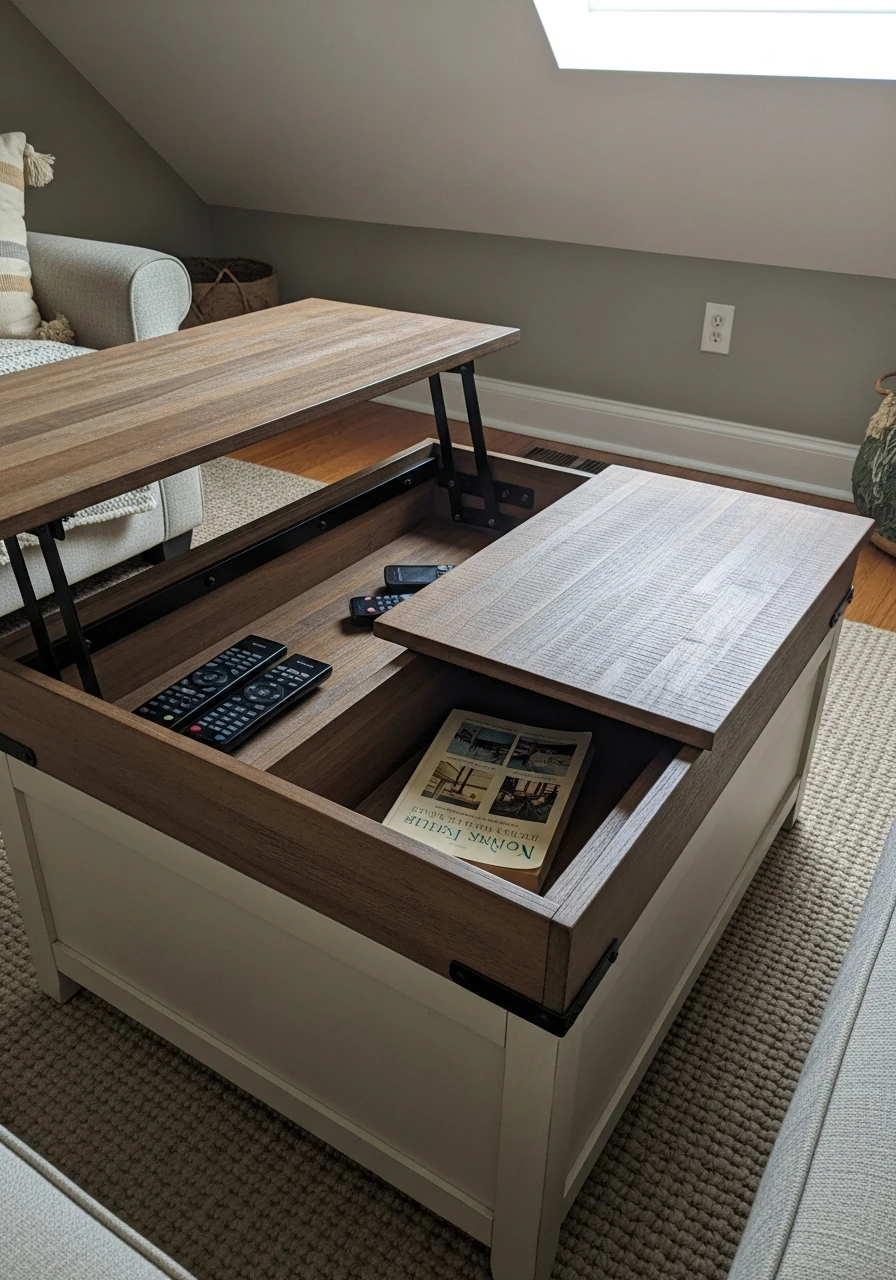 Hidden Storage Coffee Table - Attic Living Room Ideas