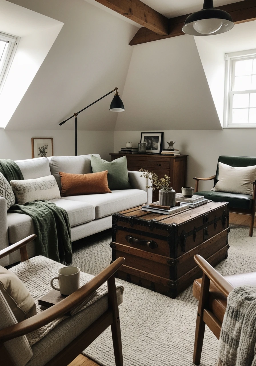 Mix Vintage and Modern - Attic Living Room Ideas