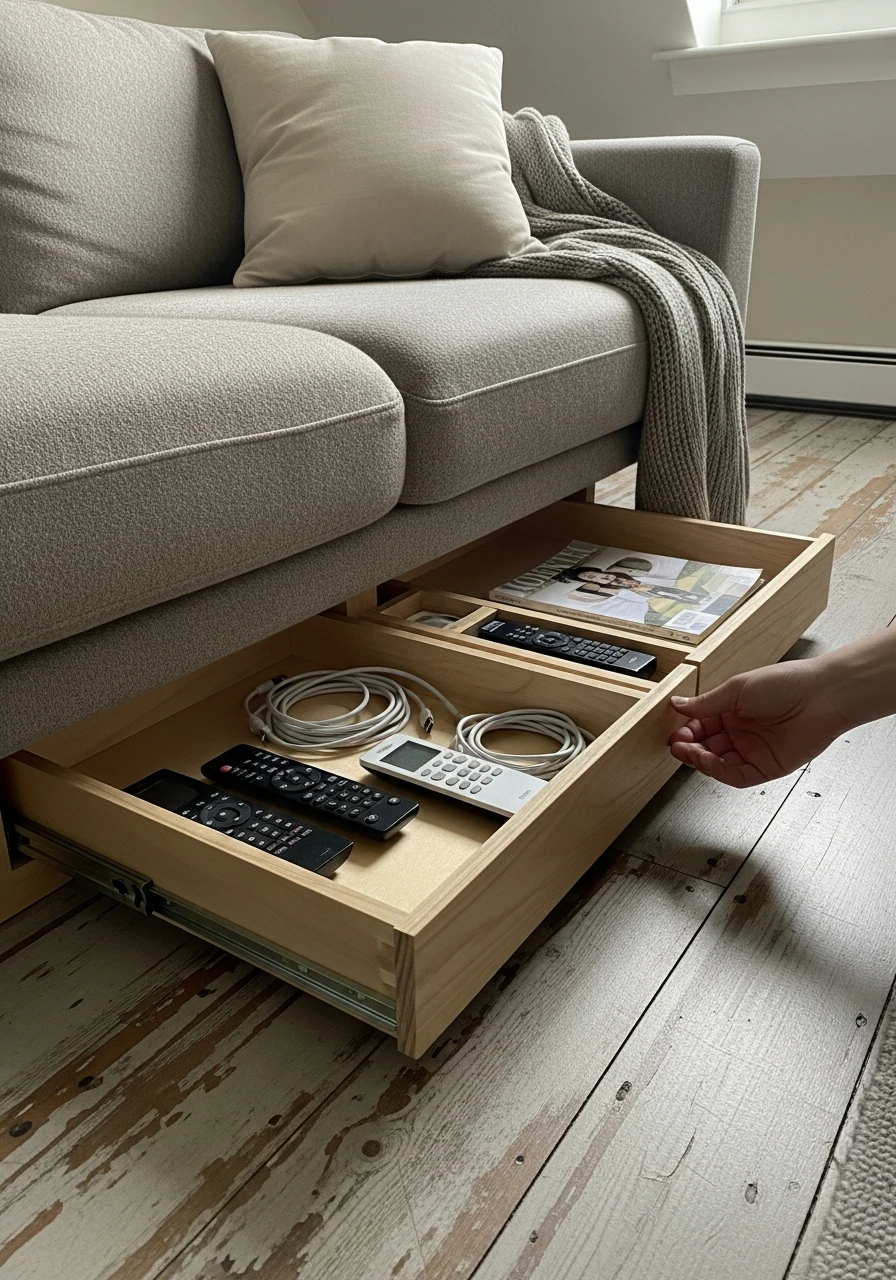 Under-Sofa Drawers - Attic Living Room Ideas