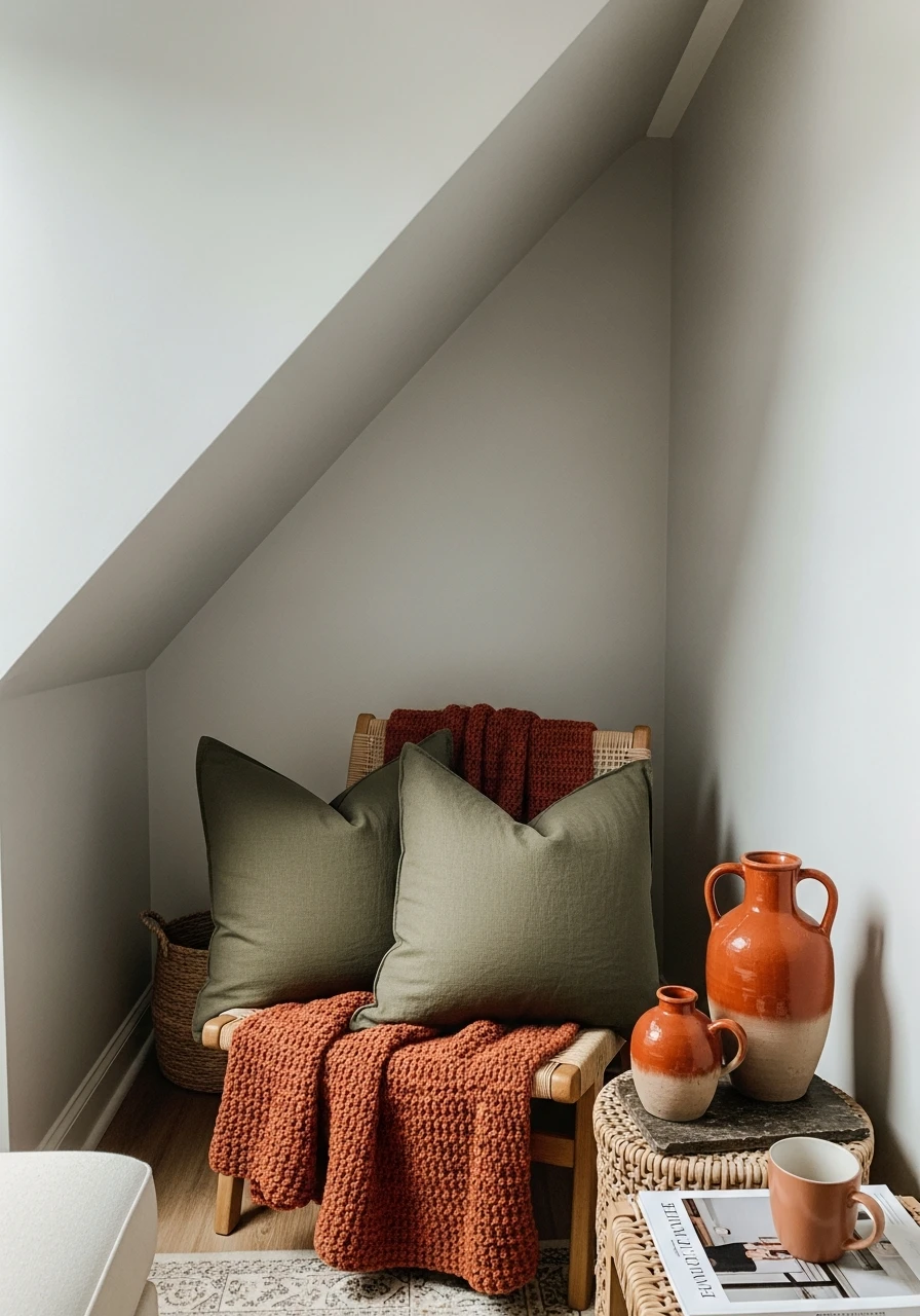 Earthy Warm Accents - Attic Living Room Ideas