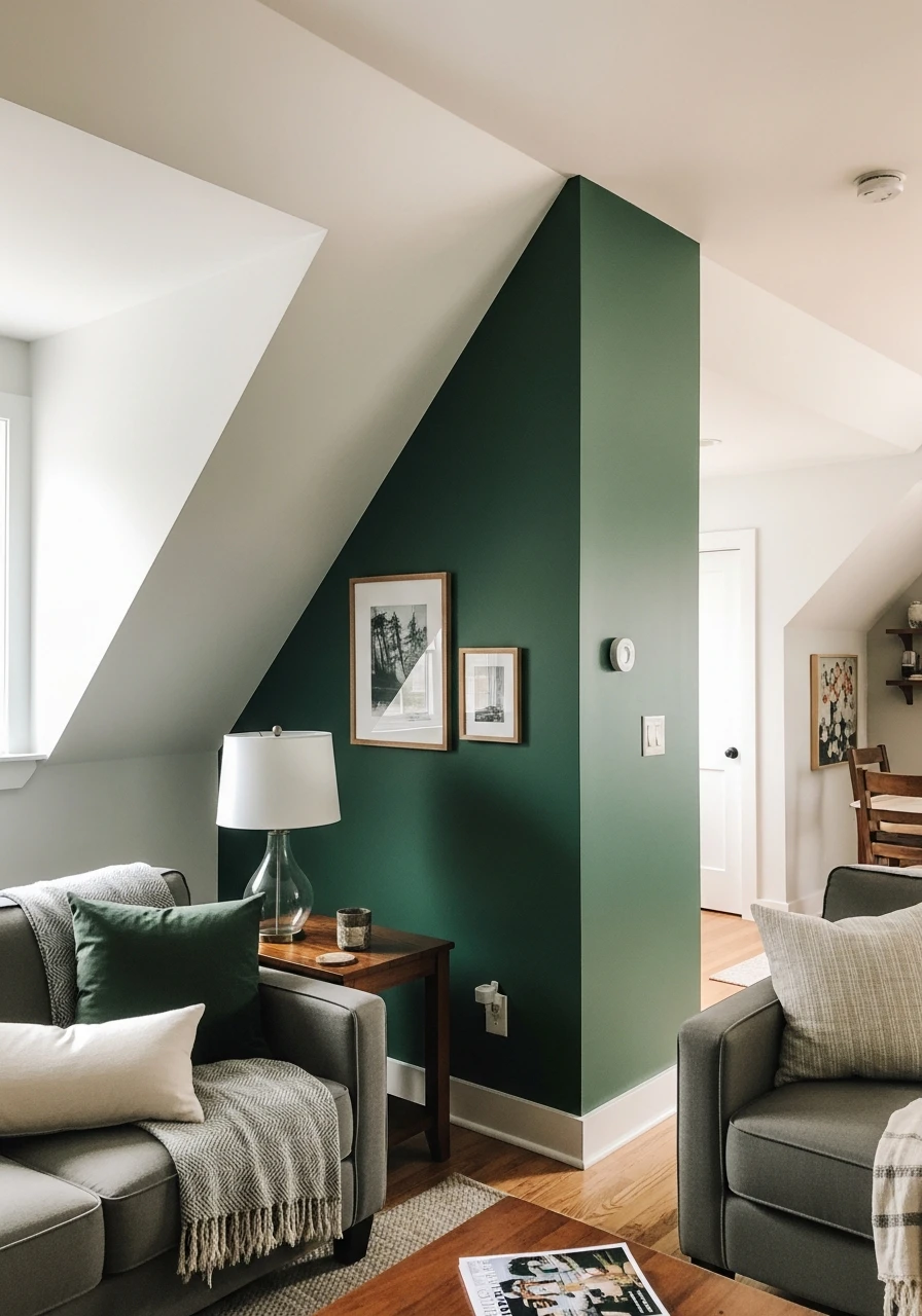 Gable End Accent Wall - Attic Living Room Ideas