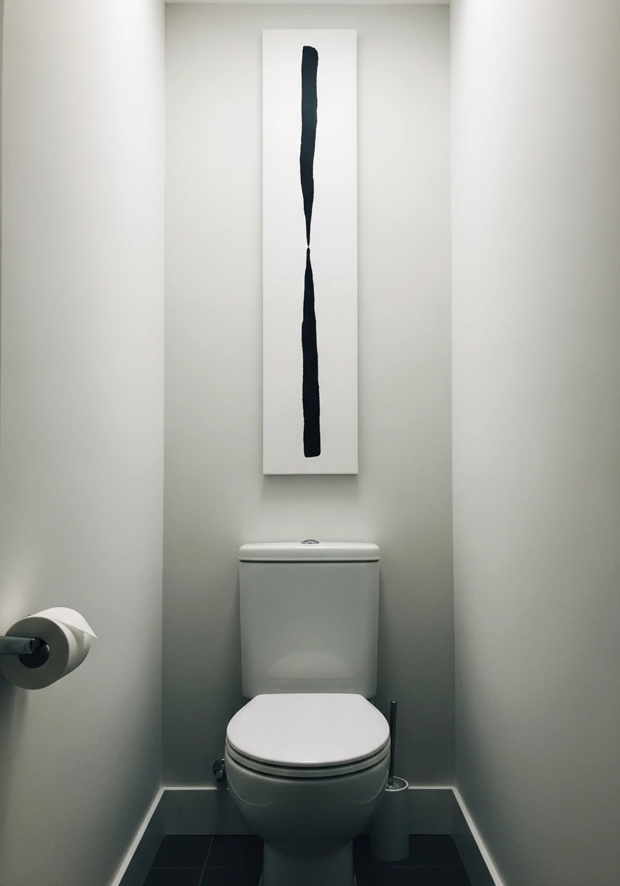 Tall Vertical Artwork - 50 Smart Back of Toilet Decor Ideas That Look High-End