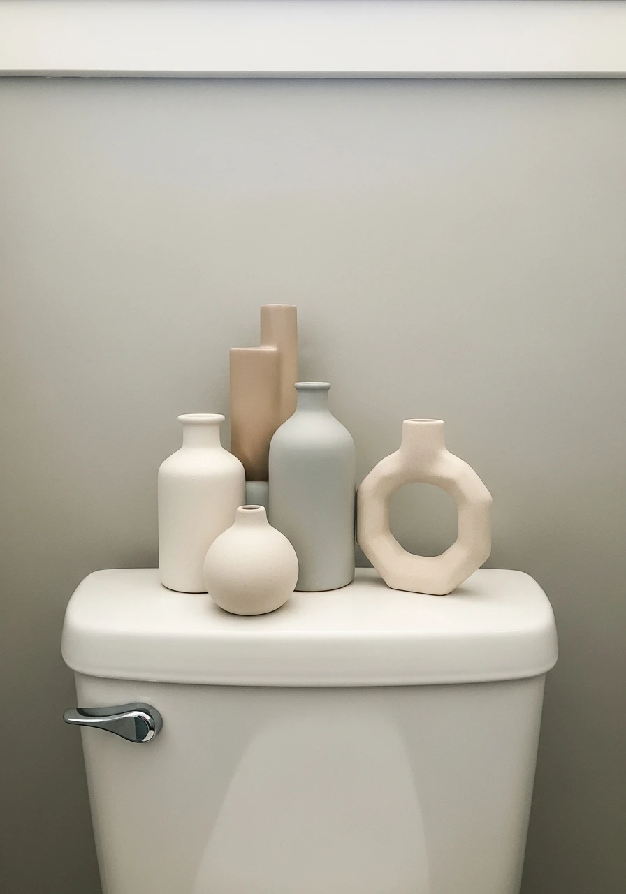 Minimalist Ceramic Pieces - 50 Smart Back of Toilet Decor Ideas That Look High-End