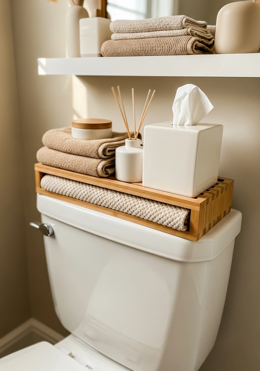 Neutral Color Palette - 50 Smart Back of Toilet Decor Ideas That Look High-End