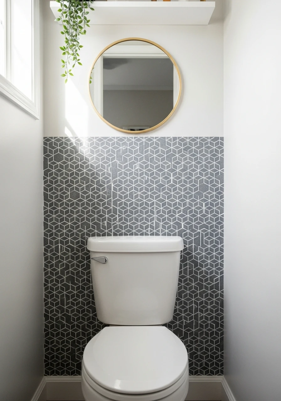 Wallpaper Accent Behind - 50 Smart Back of Toilet Decor Ideas That Look High-End