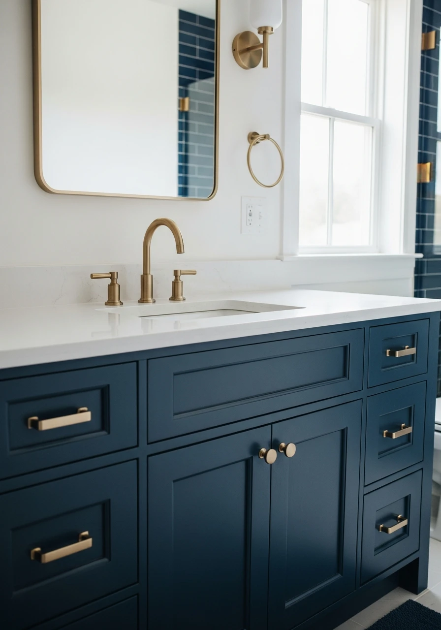 Use Deep Navy Contrast - 50 Smart Ideas for Your Next High-End Bathroom Remodel