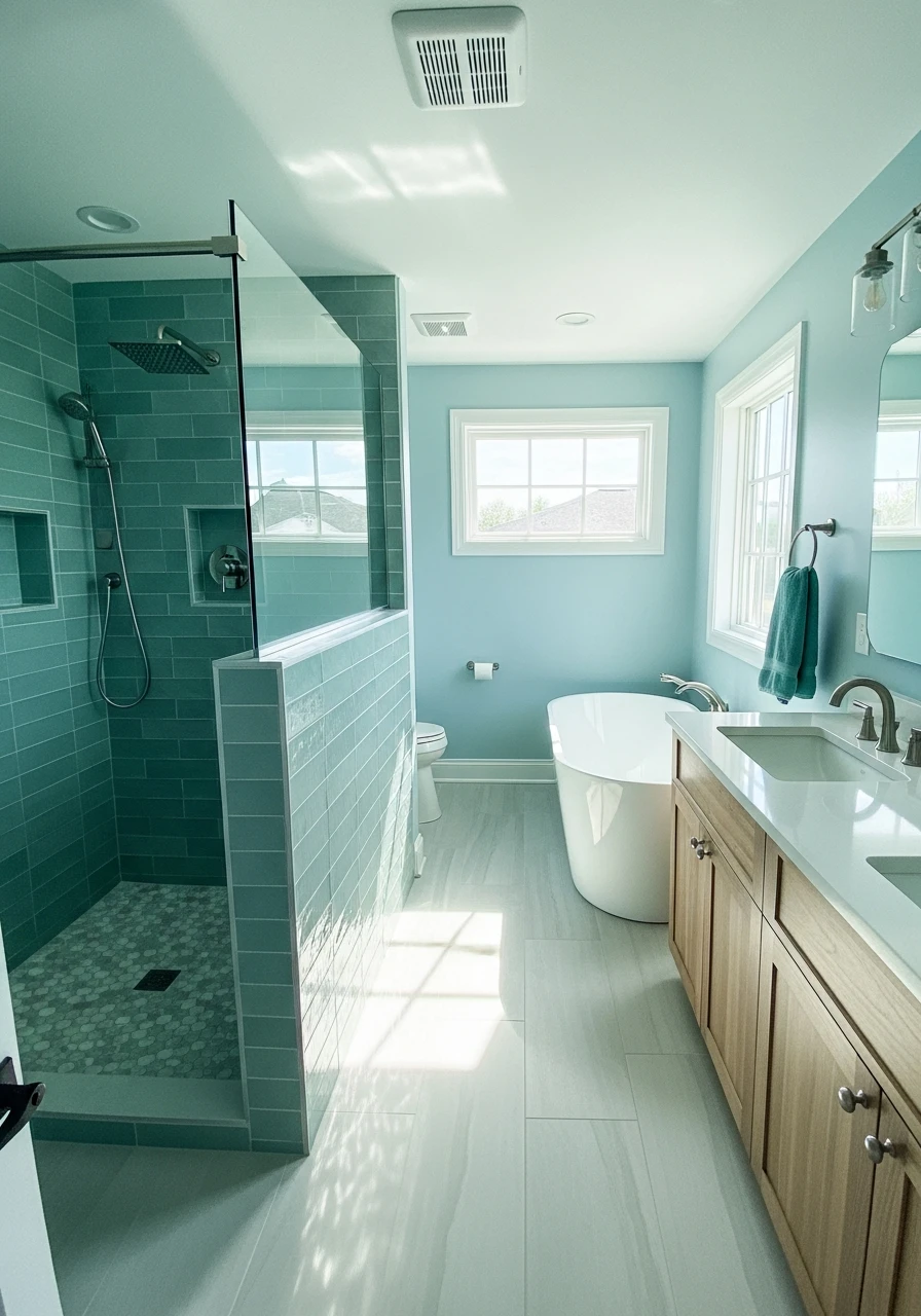 Mix Blue and Green Hues - 50 Smart Ideas for Your Next High-End Bathroom Remodel