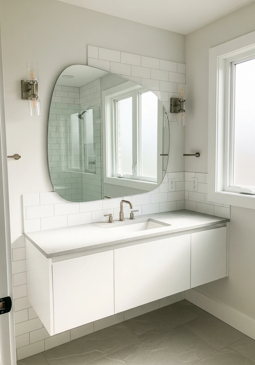 Use Curved Mirrors - 50 Smart Ideas for Your Next High-End Bathroom Remodel