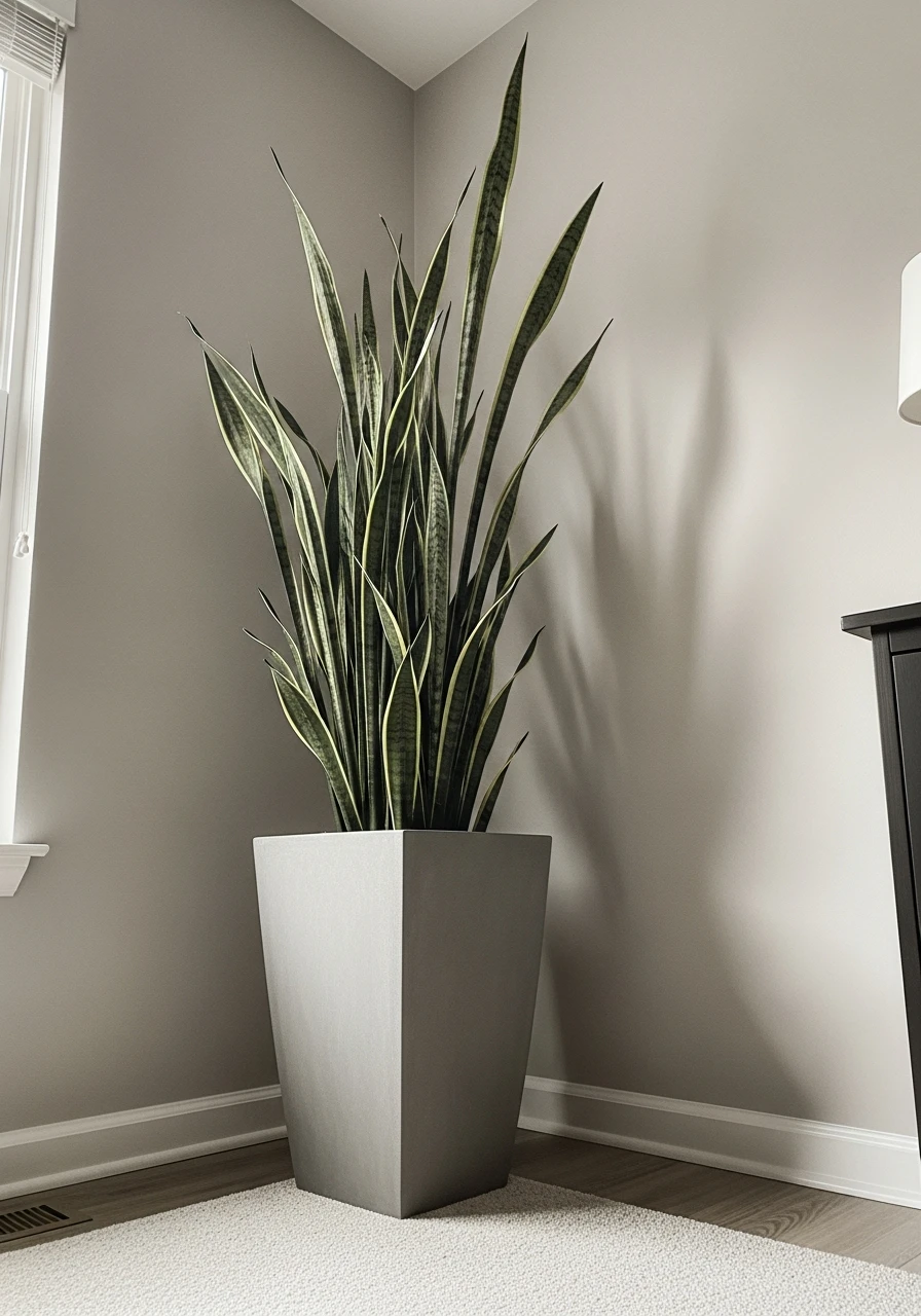 Tall Corner Snake Plant - 50 Stunning Bedroom Plants Decor Ideas for a Calm Space