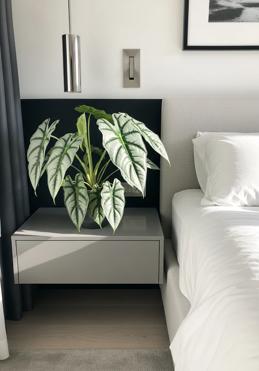 Unique Silver Dragon Accent - 50 Stunning Bedroom Plants Decor Ideas for a Calm Space