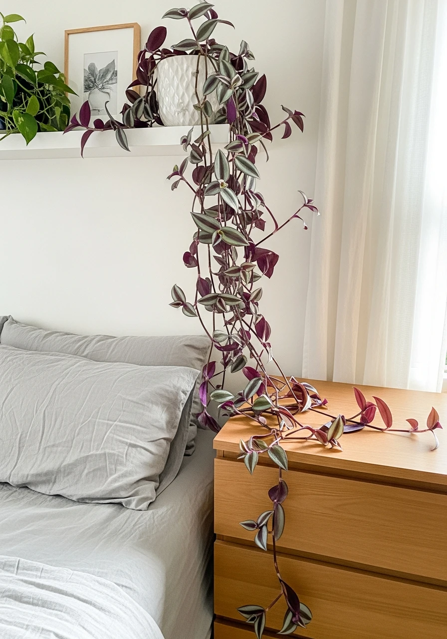 Purple Tradescantia Trailing - 50 Stunning Bedroom Plants Decor Ideas for a Calm Space