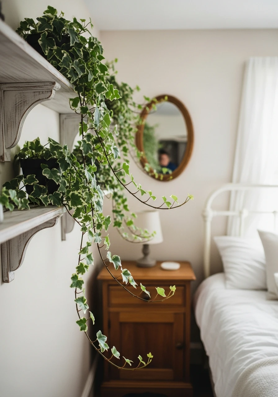 Romantic English Ivy Trail - 50 Stunning Bedroom Plants Decor Ideas for a Calm Space