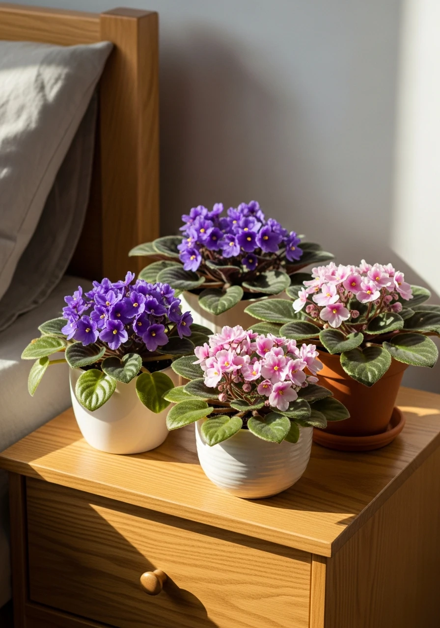 Compact African Violet Pop - 50 Stunning Bedroom Plants Decor Ideas for a Calm Space