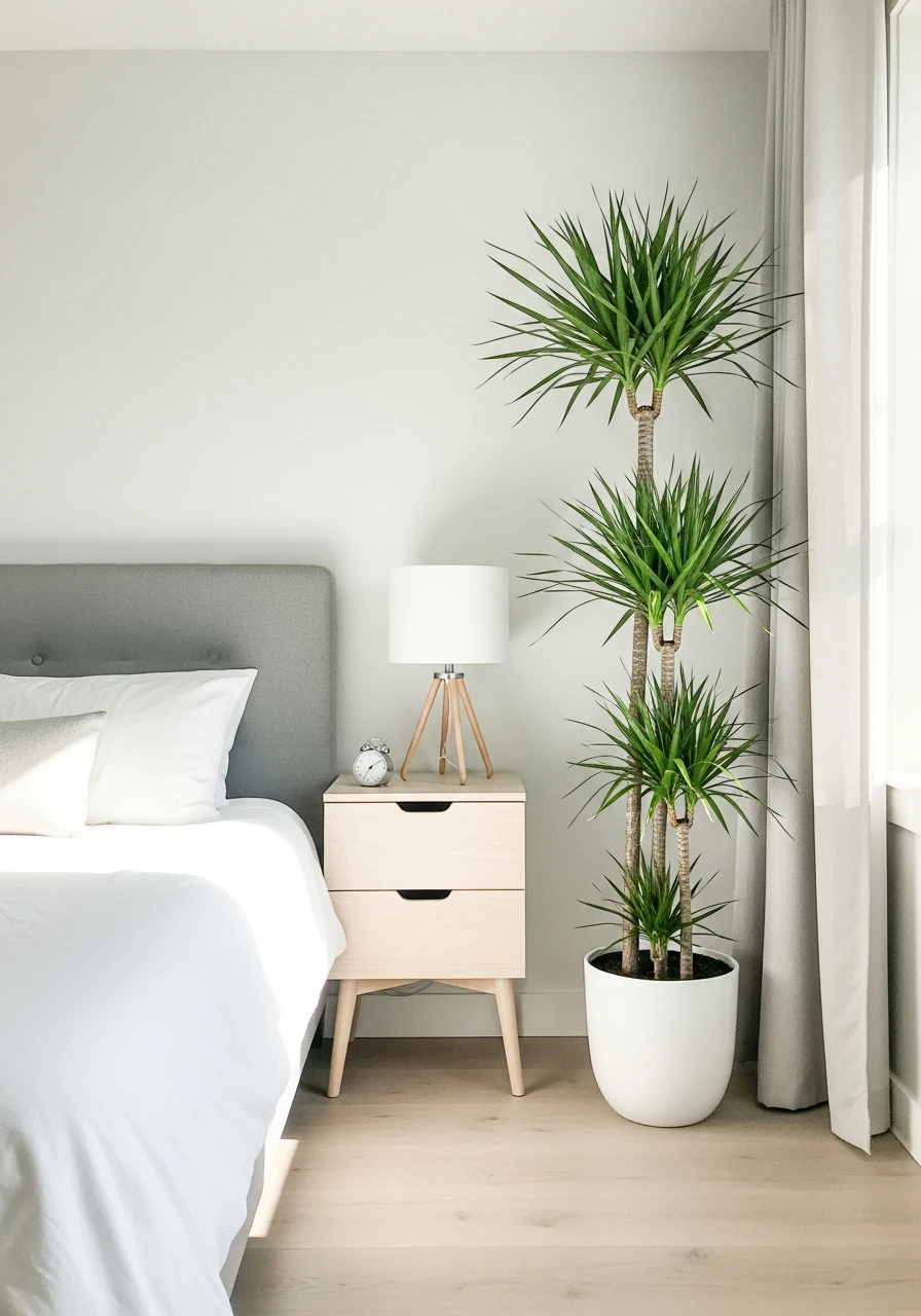 Clean Dragon Tree Lines - 50 Stunning Bedroom Plants Decor Ideas for a Calm Space