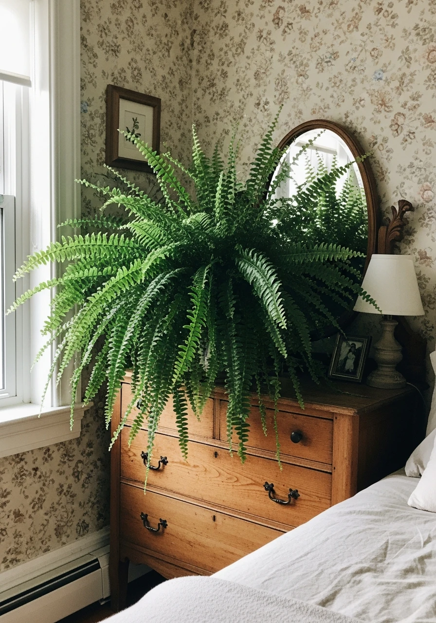 Soft Boston Fern Texture - 50 Stunning Bedroom Plants Decor Ideas for a Calm Space