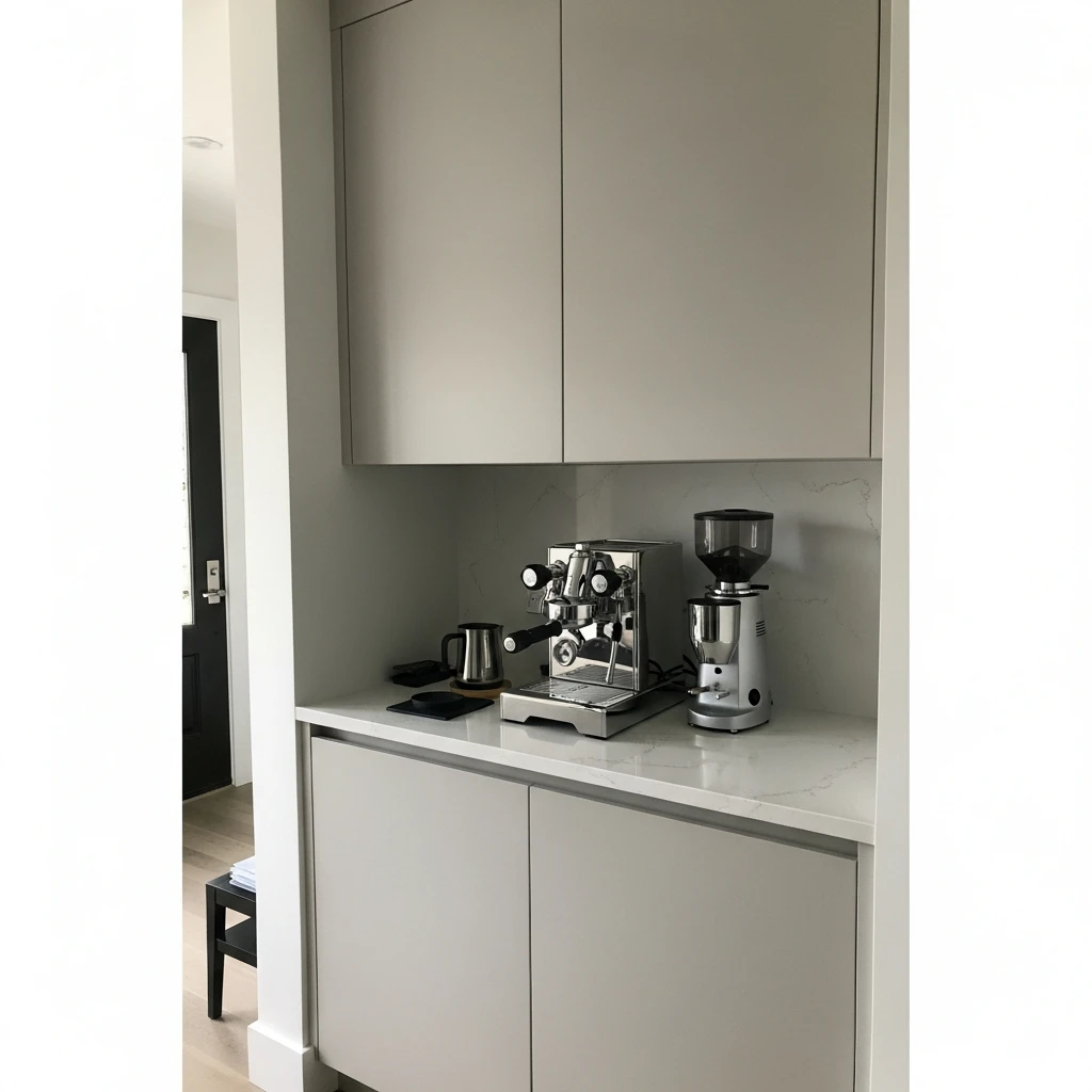 Clean, Clutter-Free Coffee Bar - 50 Coffee Bar Ideas for a Custom Kitchen Look