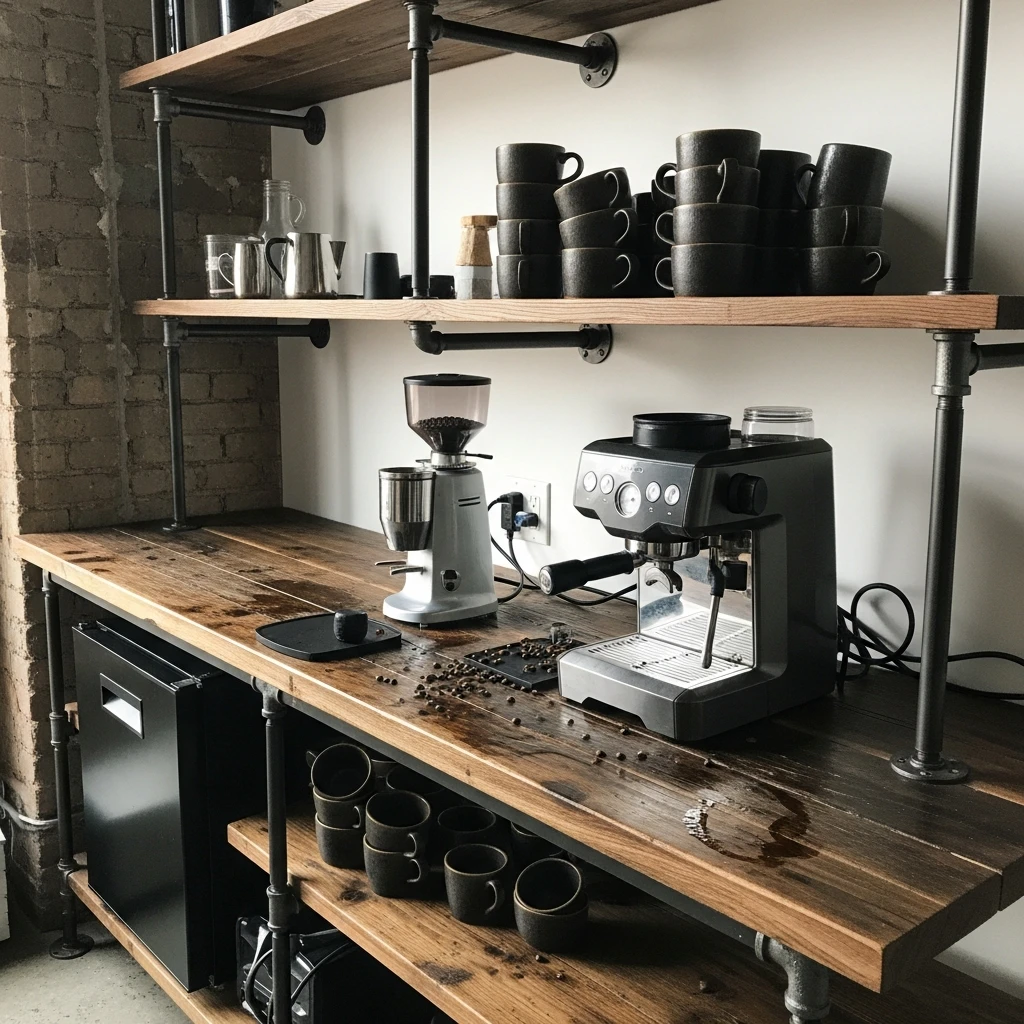 Industrial Coffee Bar Design - 50 Coffee Bar Ideas for a Custom Kitchen Look