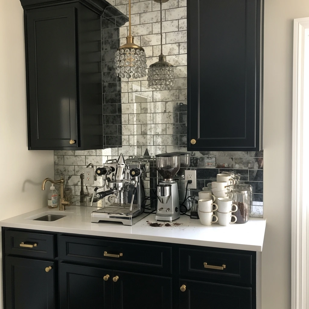 Glam Coffee Bar - 50 Coffee Bar Ideas for a Custom Kitchen Look