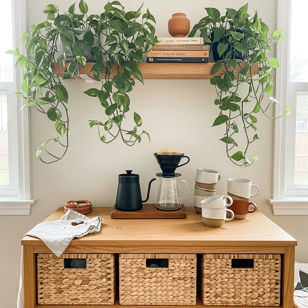 Boho Coffee Bar Nook - 50 Coffee Bar Ideas for a Custom Kitchen Look