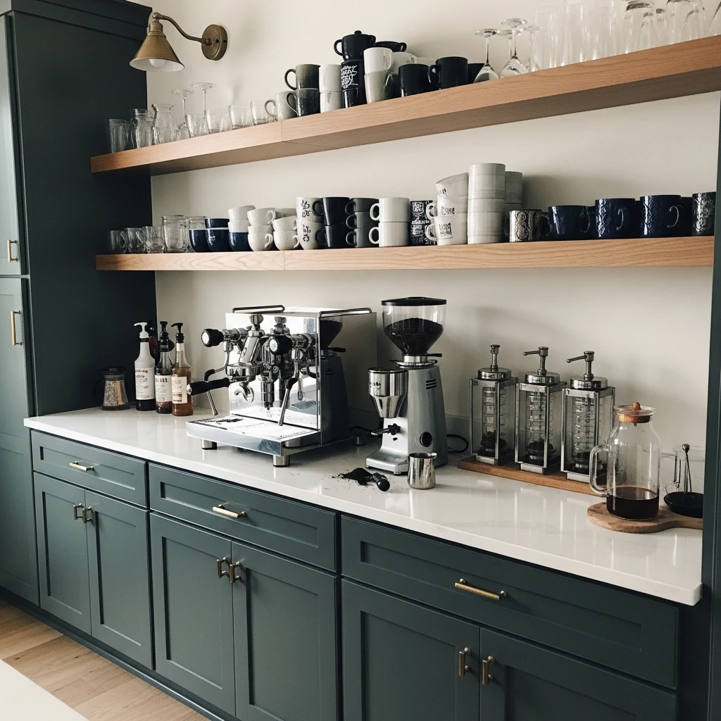 Full-Wall Coffee Focal Point - 50 Coffee Bar Ideas for a Custom Kitchen Look