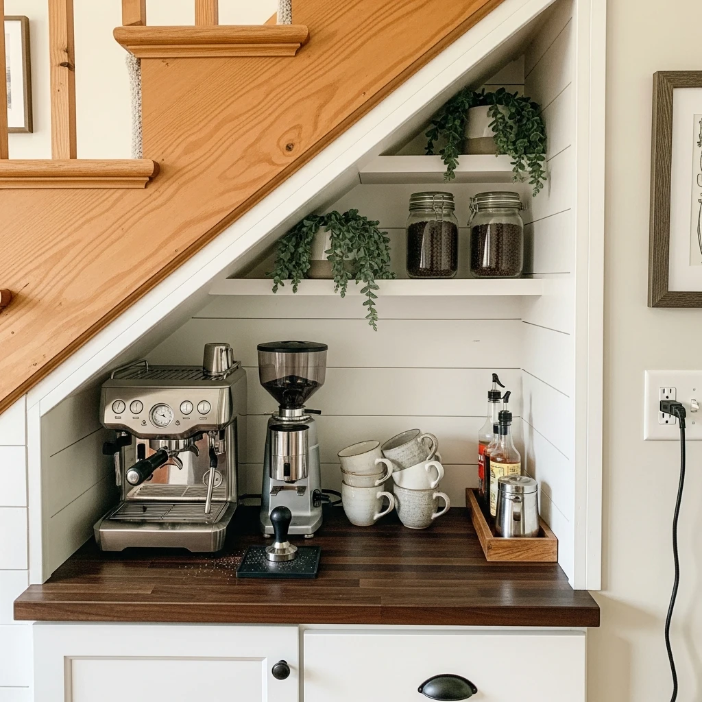 Under-Stairs Coffee Bar - 50 Coffee Bar Ideas for a Custom Kitchen Look
