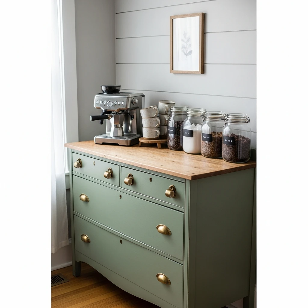 Repurposed Furniture Coffee Bar - 50 Coffee Bar Ideas for a Custom Kitchen Look