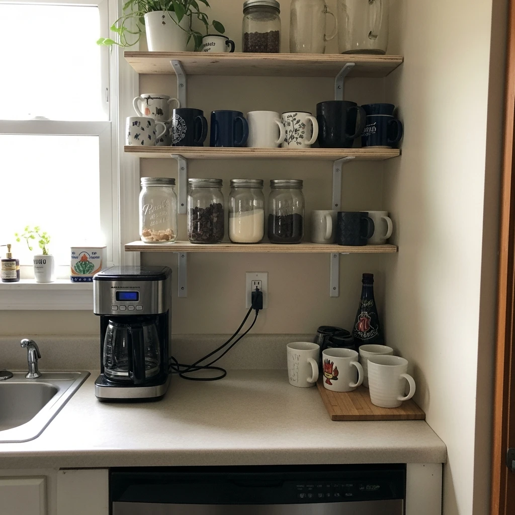 Minimal Budget Coffee Corner - 50 Coffee Bar Ideas for a Custom Kitchen Look
