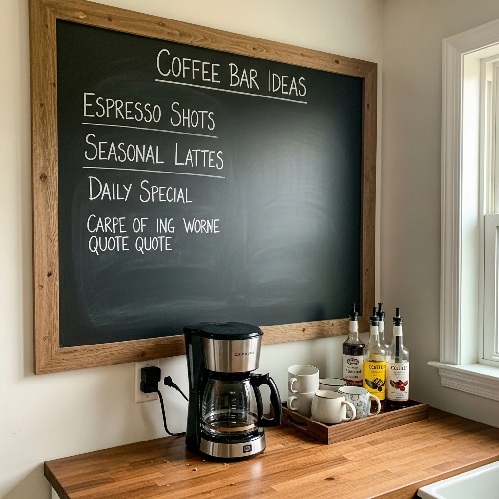 Chalkboard Coffee Bar Wall - 50 Coffee Bar Ideas for a Custom Kitchen Look