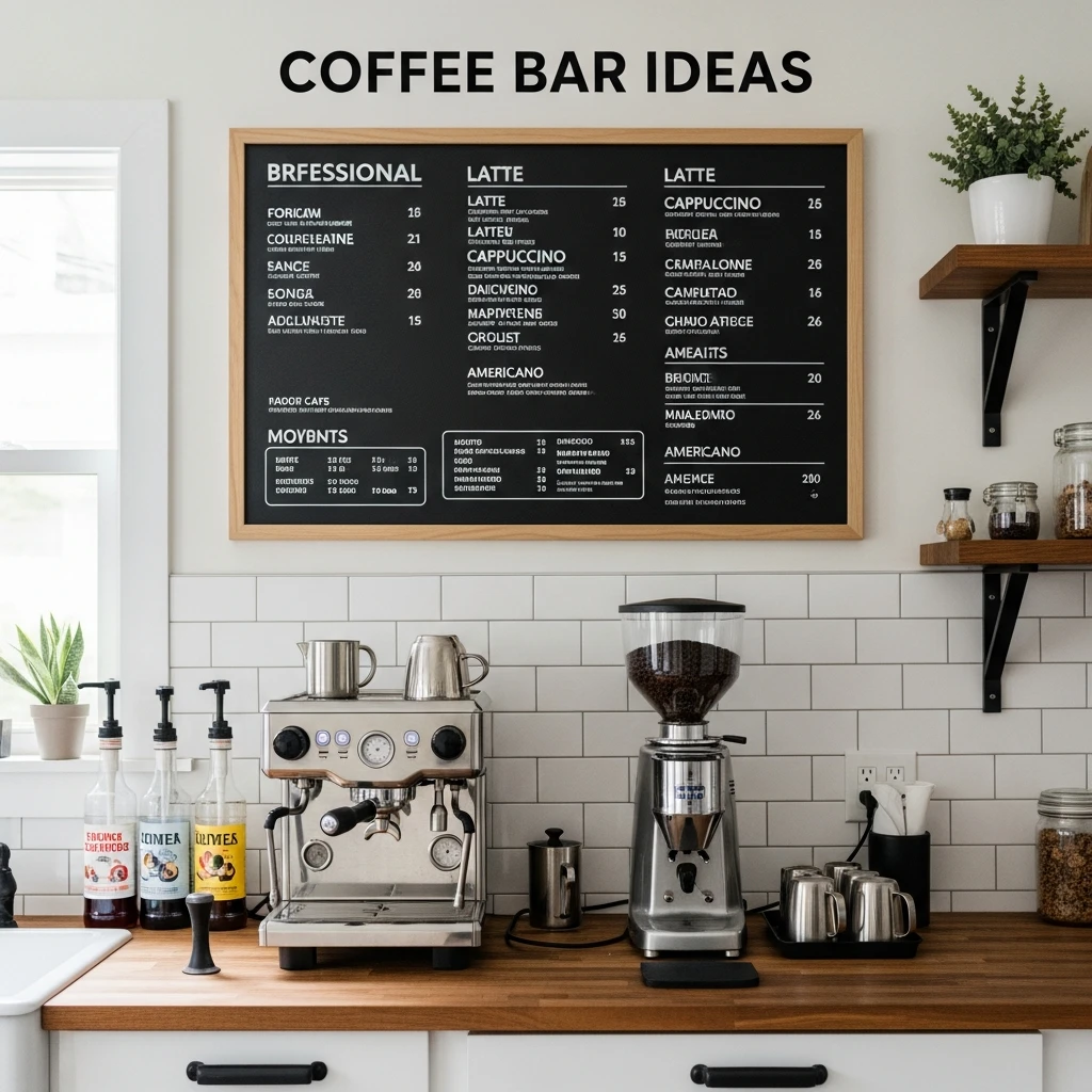 Barista-Style Menu Board - 50 Coffee Bar Ideas for a Custom Kitchen Look