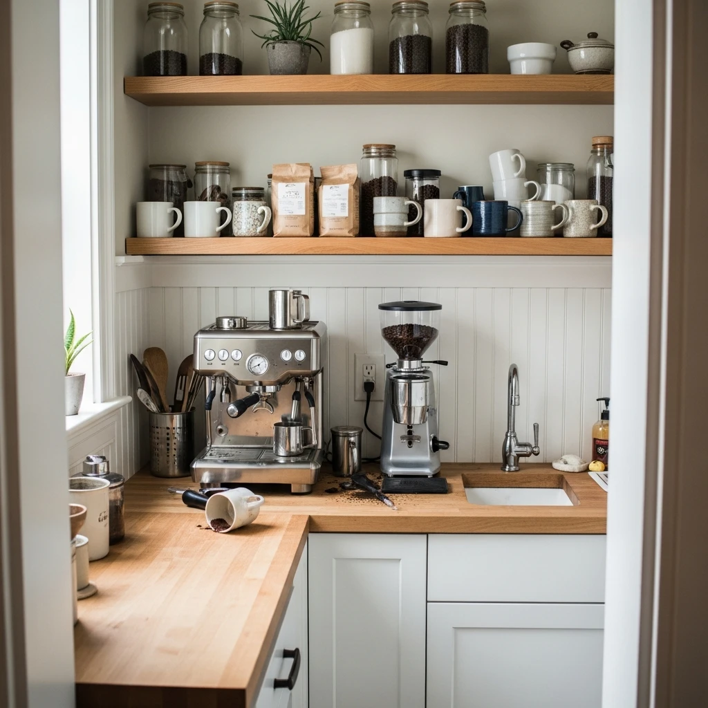 Hidden Pantry Coffee Bar - 50 Coffee Bar Ideas for a Custom Kitchen Look