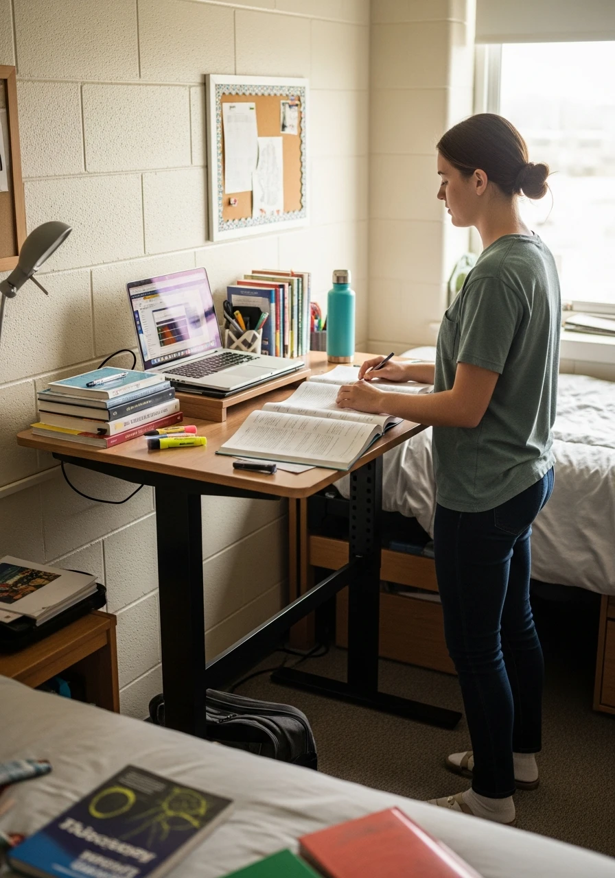 Adjustable Standing Desk - 50 Genius College Dorm Desk Ideas To Maximize Space