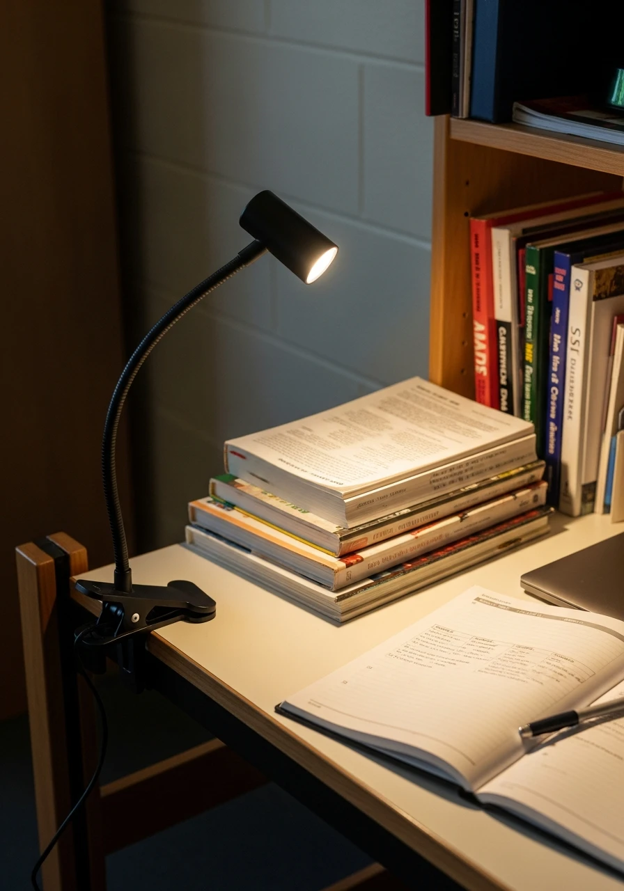 Clip-On Task Lamp - 50 Genius College Dorm Desk Ideas To Maximize Space