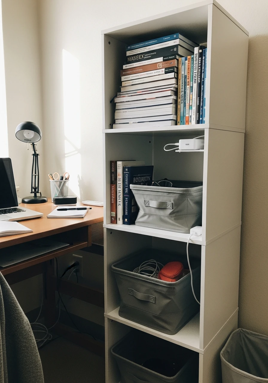 Modular Cube Storage - 50 Genius College Dorm Desk Ideas To Maximize Space