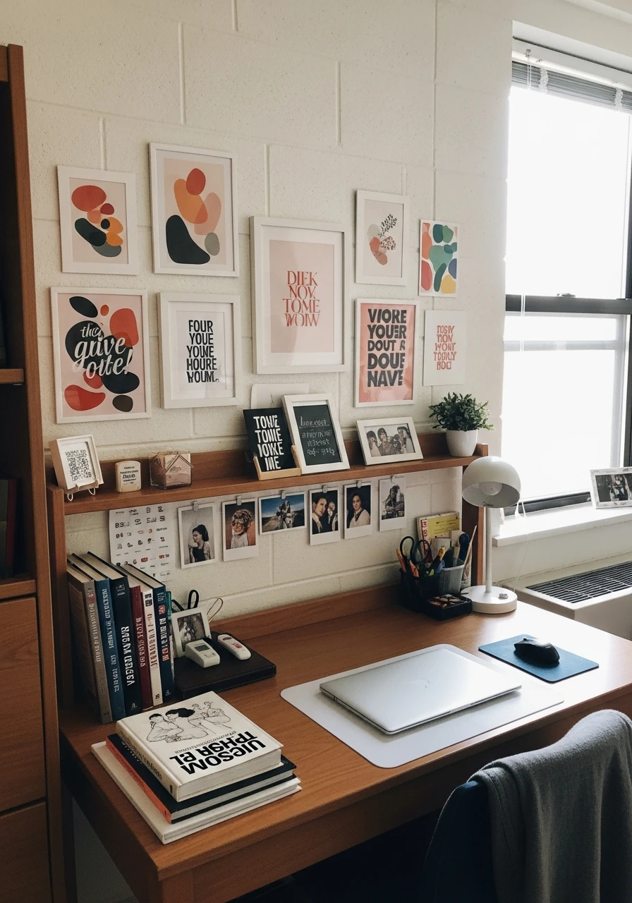 Personalized Desk Wall Decor - 50 Genius College Dorm Desk Ideas To Maximize Space