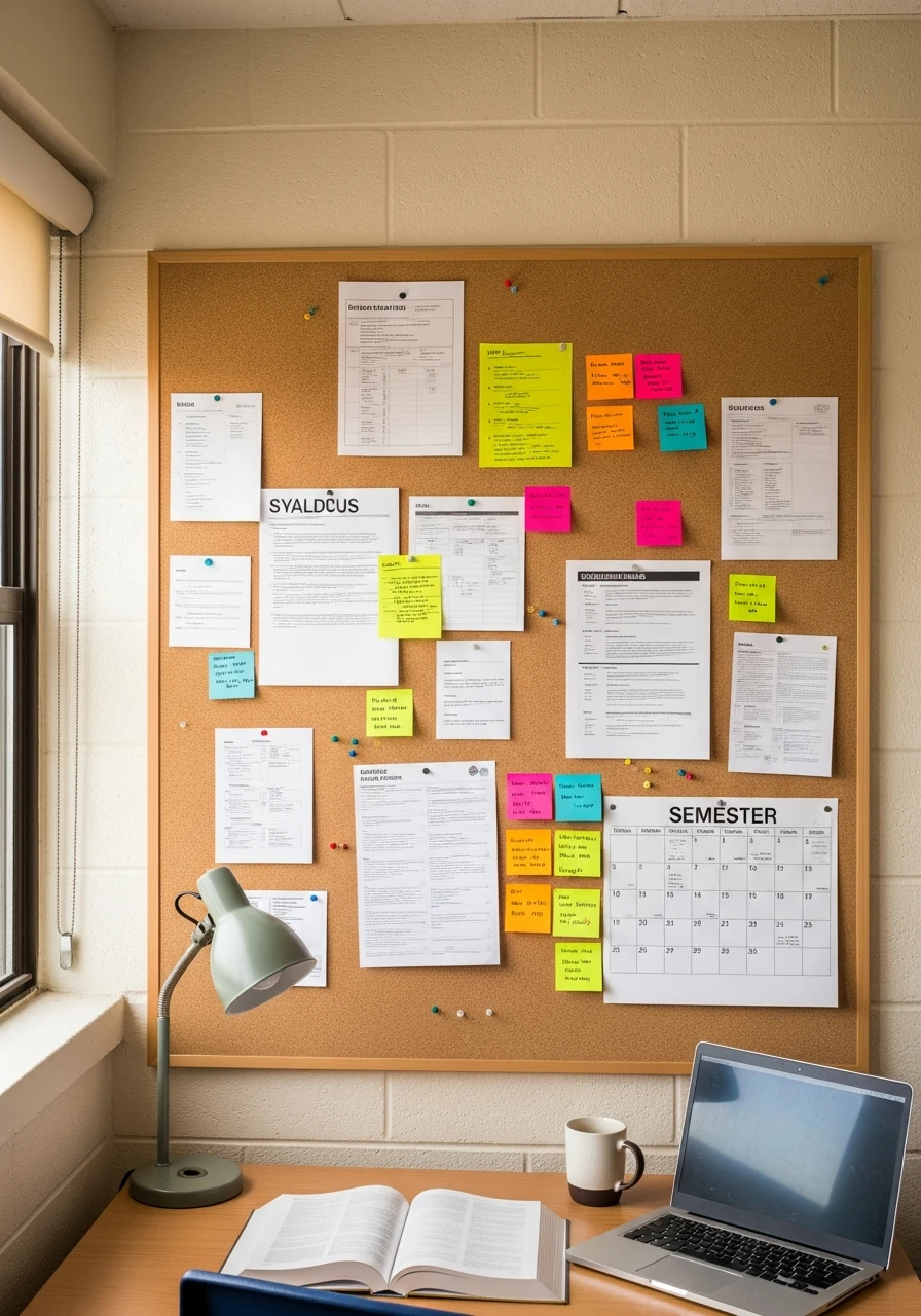 Cork Tile Desk Backdrop - 50 Genius College Dorm Desk Ideas To Maximize Space