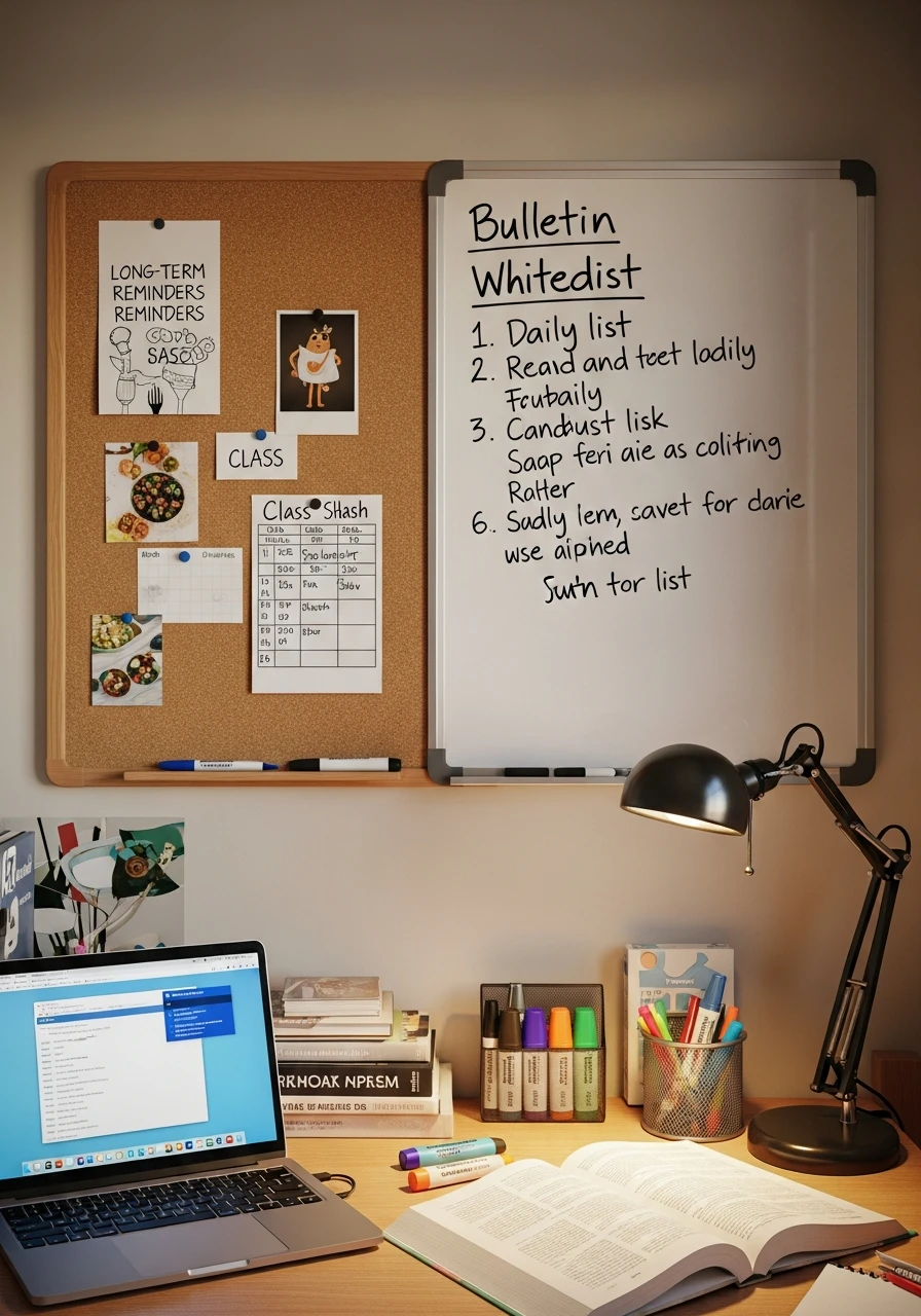 Bulletin And Whiteboard Combo - 50 Genius College Dorm Desk Ideas To Maximize Space