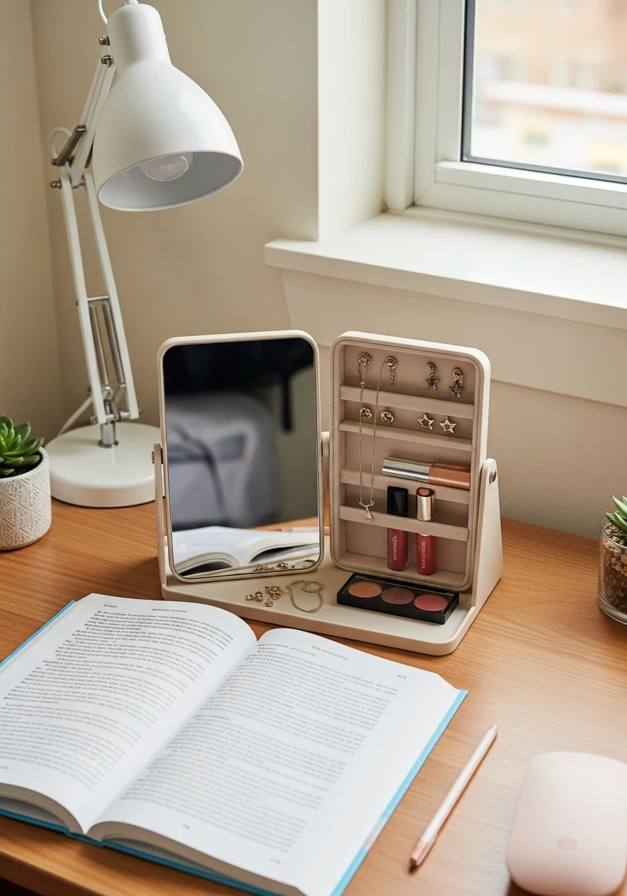 Mirror That Hides Your Stuff - 50 Genius College Dorm Desk Ideas To Maximize Space