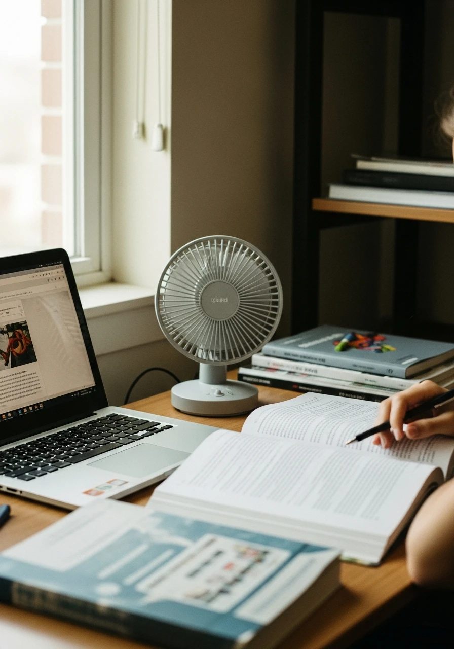 Compact Desk Fan - 50 Genius College Dorm Desk Ideas To Maximize Space